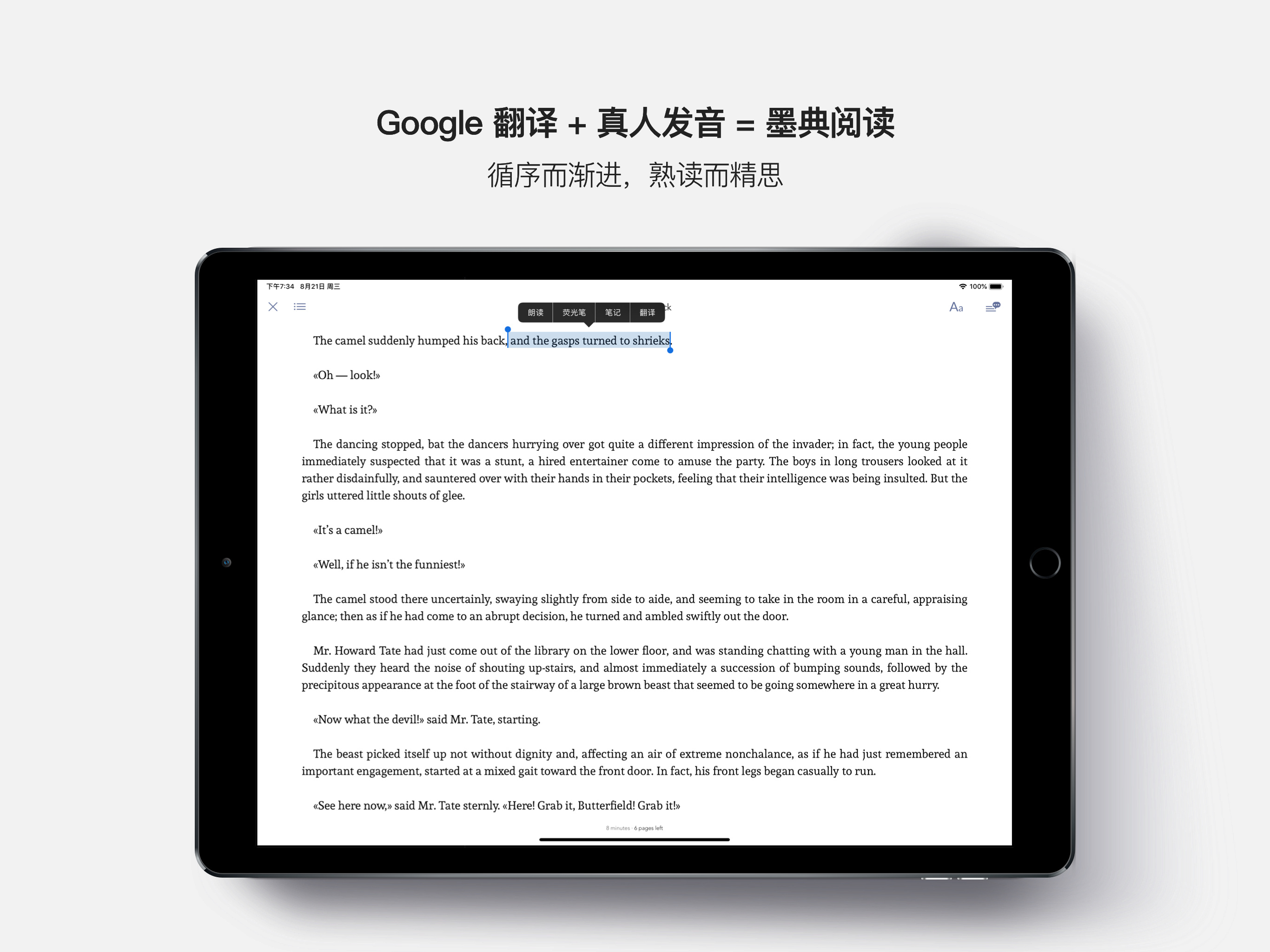 墨典单词 - Google 翻译与真人发音：阅读模式下随时查词翻译